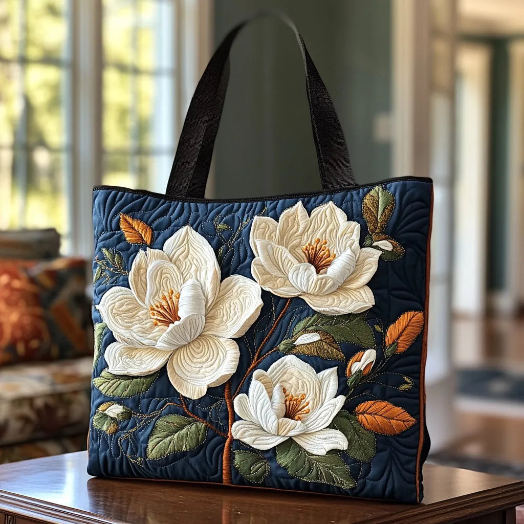 Ručně vyrobená prošívaná taška – Jemná magnolie